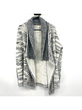 Lou & Gey Black White Chunky Open Front Cardigan Sweater Women's Medium